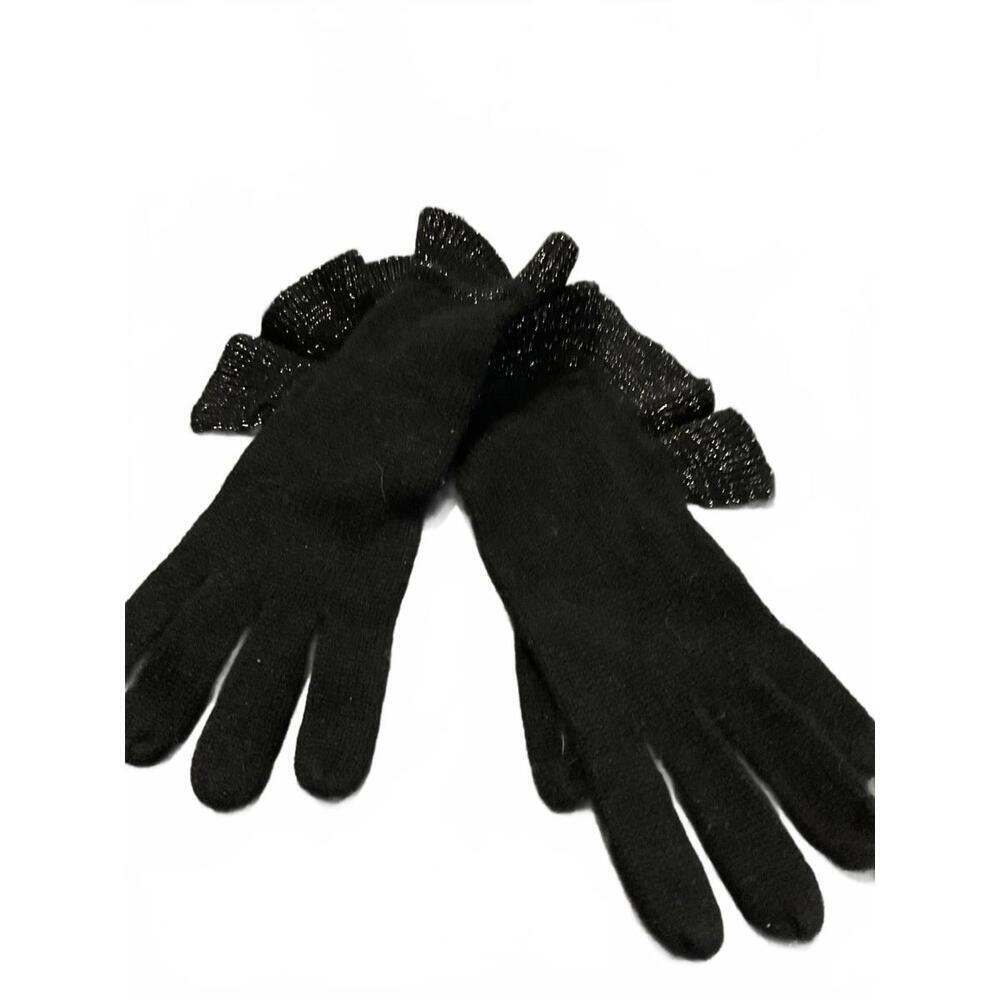 Never 2 Late Black Women's Gloves with Sparkly Ruffle Cuffs NWT